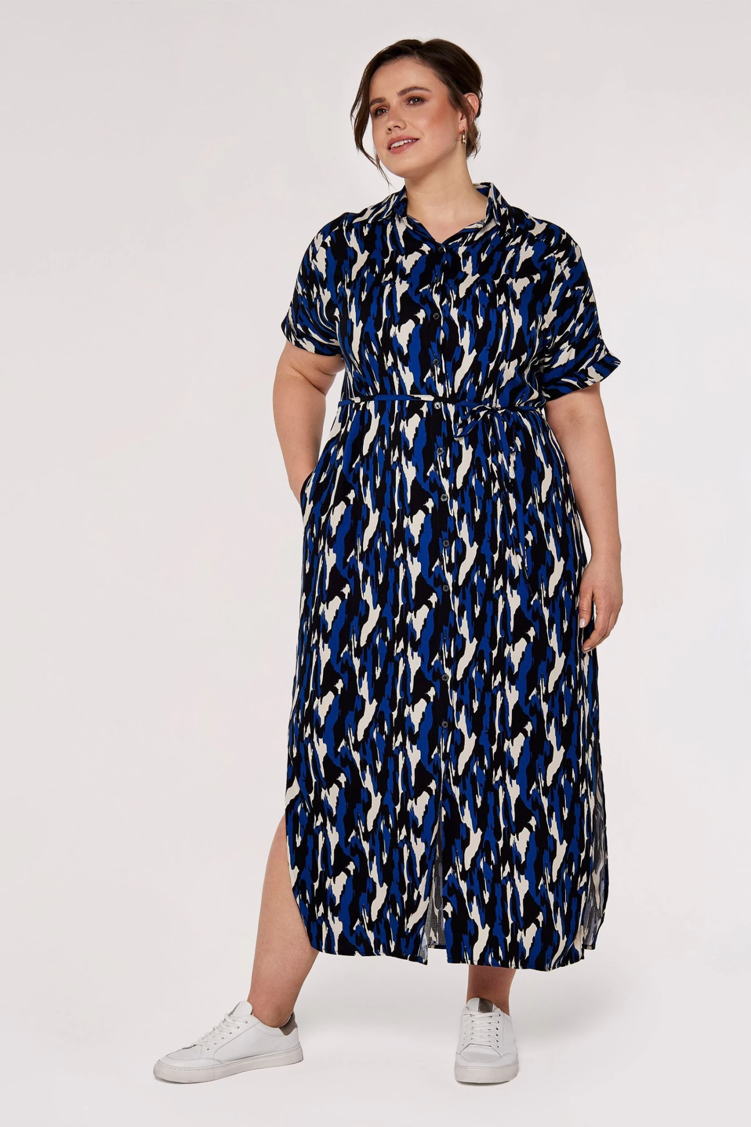 Apricot Brushstroke Camo Maxi Shirt Dress 4 Apricot Brushstroke Camo Maxi Shirt Dress - Image 4