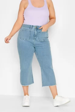 Yours Curve Cropped Wide Leg Jean With Front Pockets