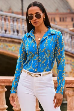 Sosandar Print Mesh Shirt