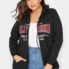 Yours Curve Logo Zip Through Hoodie Sweatshirt
