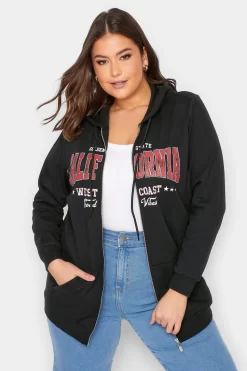 Yours Curve Logo Zip Through Hoodie Sweatshirt