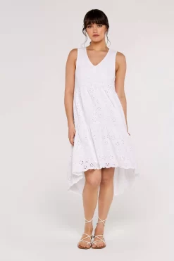 Apricot Broderie Anglaise Tiered Dress