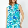 Roman Sleeveless Tropical Print Over Shirt