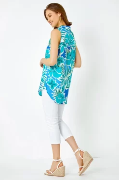 Roman Sleeveless Tropical Print Over Shirt -Roman Store K63687s3 scaled