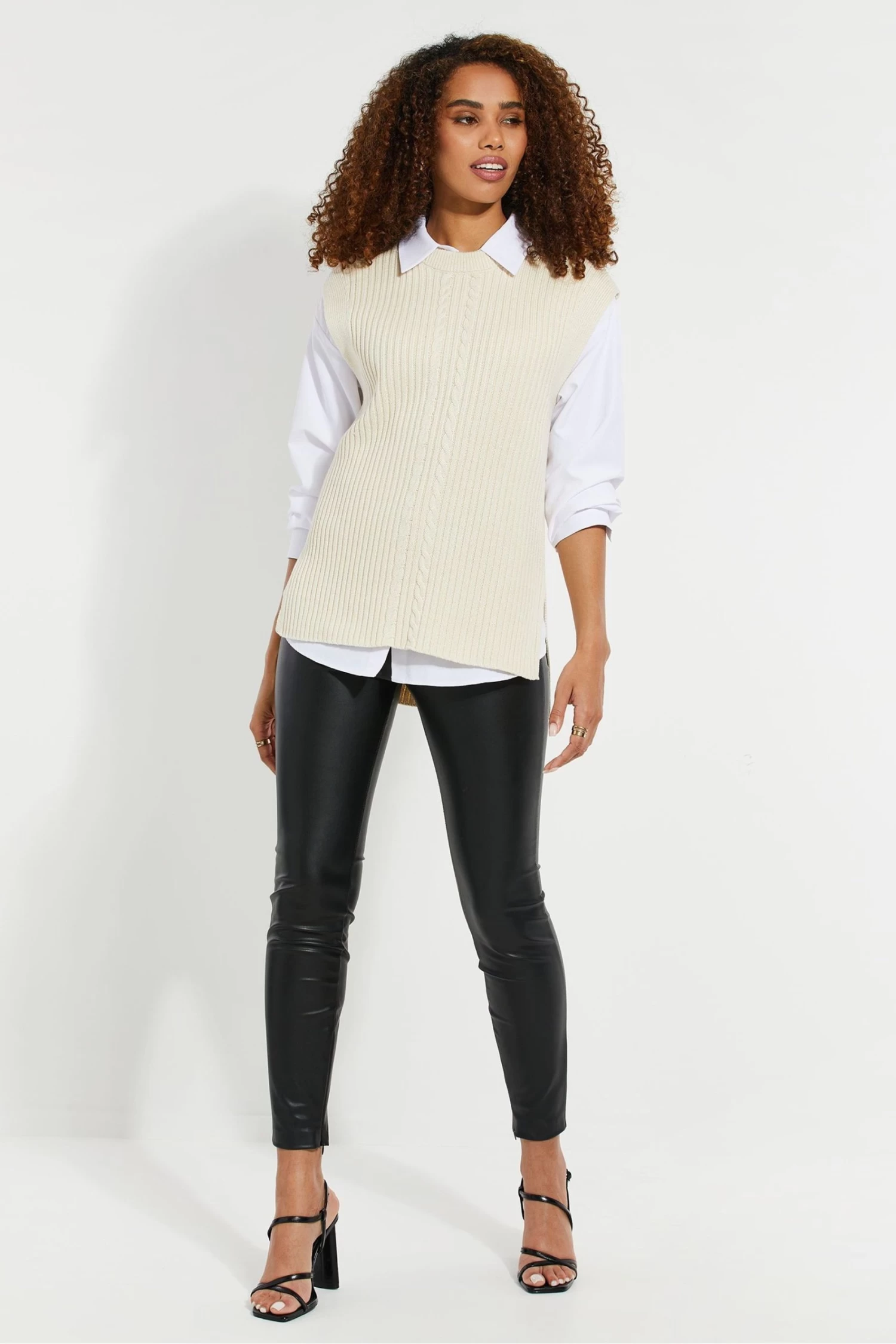 Threadbare Cable Detail Knitted Vest 3 Threadbare Cable Detail Knitted Vest - Image 3