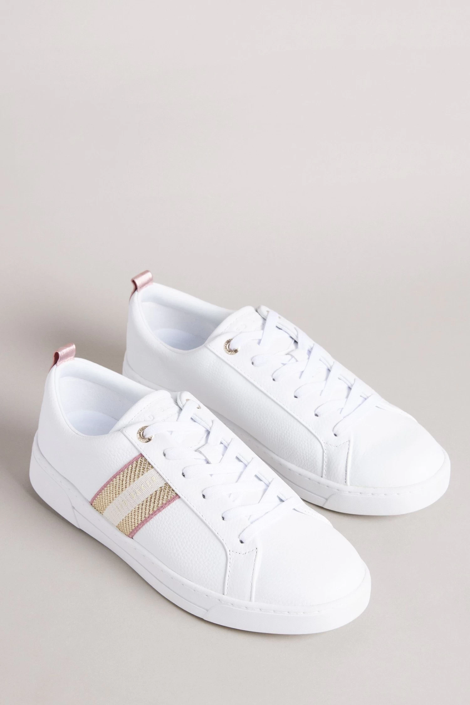 Ted Baker White Baily Webbing Cupsole Trainers 1 Ted Baker White Baily Webbing Cupsole Trainers