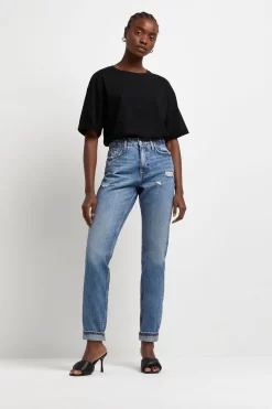 River Island Blue High Rise Mom Jeans -Roman Store M76563s4 scaled