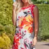 Roman Floral Border Shift Dress