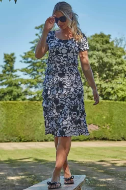 Roman Monochrome Print Frill Tiered Dress -Roman Store P45214s3 scaled