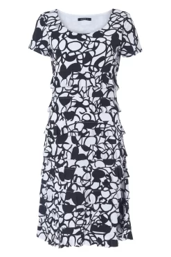 Roman Monochrome Print Frill Tiered Dress -Roman Store P45214s4 scaled