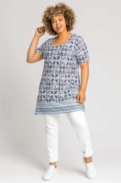 Roman Curve Tile Print Longline Top 7 Roman Curve Tile Print Longline Top -Roman Store P45700s3 scaled