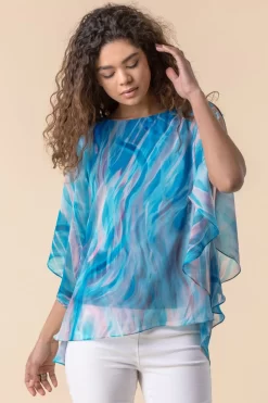 Roman Abstract Print Chiffon Top