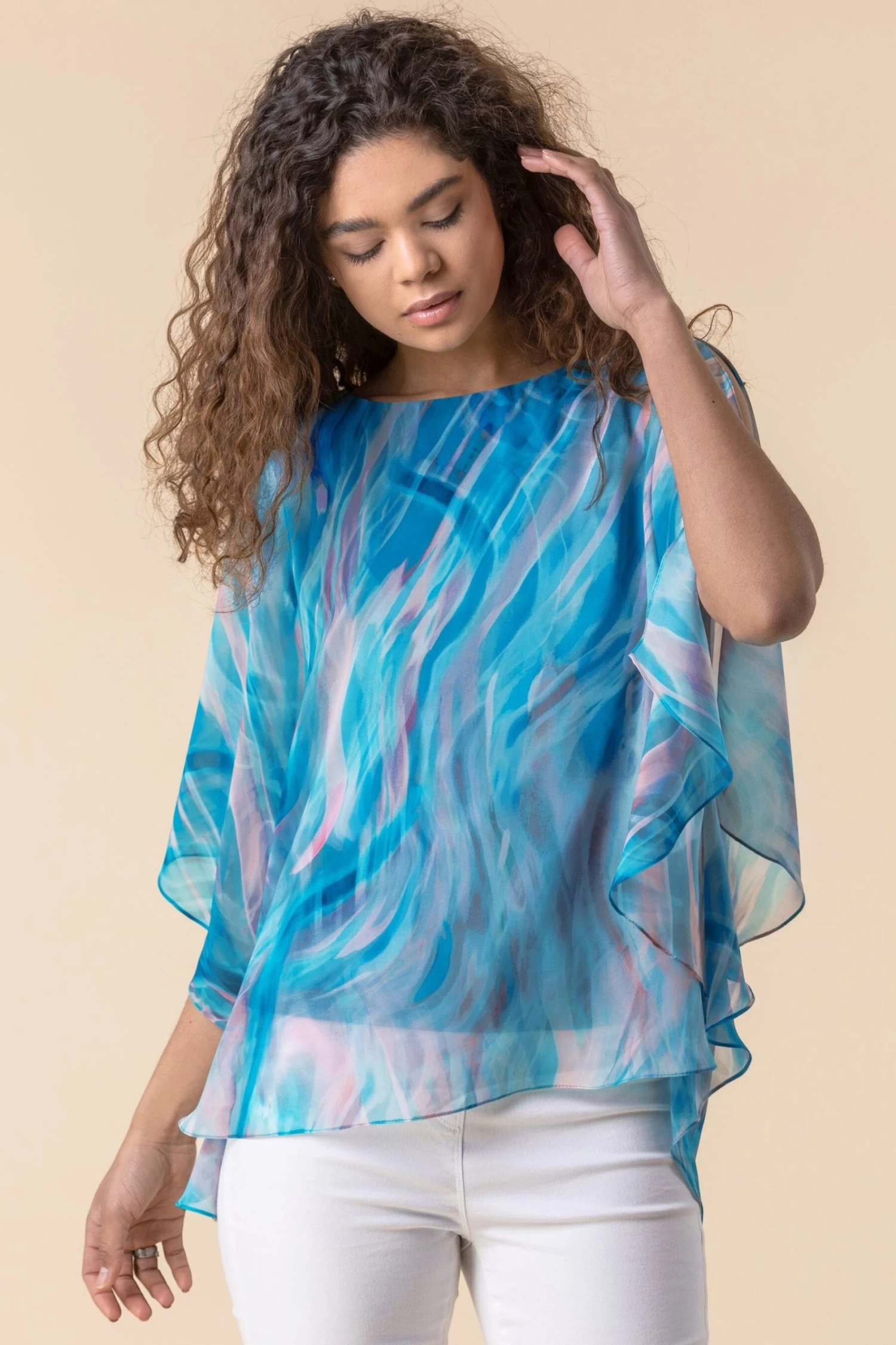 Roman Abstract Print Chiffon Top 1 Roman Abstract Print Chiffon Top