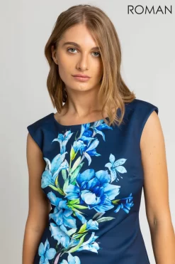 Roman Floral Border Print Scuba Shift Dress -Roman Store P89425s4 scaled