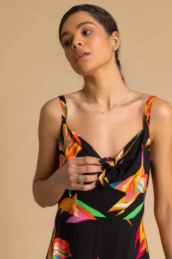 Roman Floral Print Tie Front Midi Dress -Roman Store P92517s4 scaled