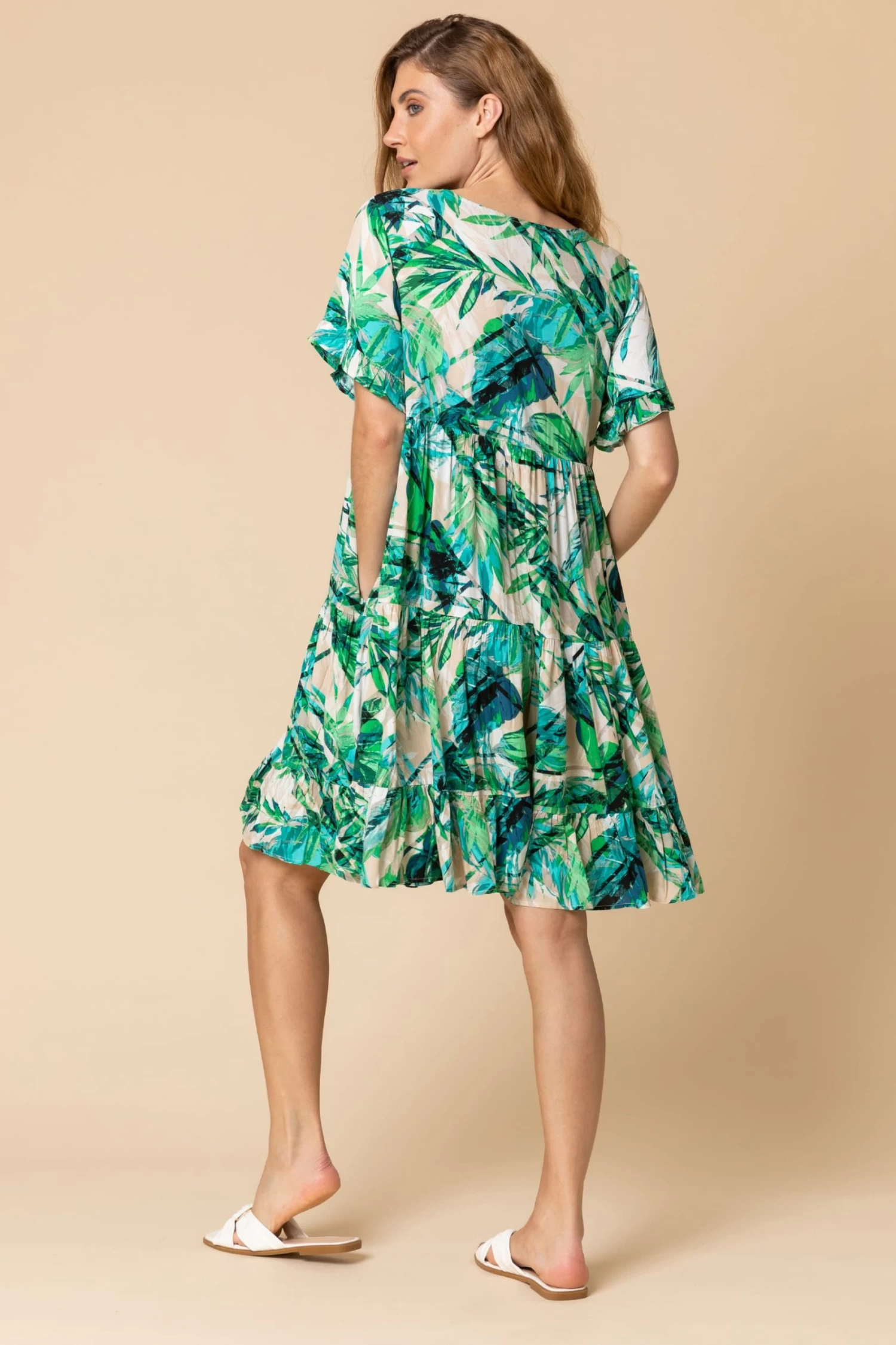 Roman Tropical Print Tiered Pocket Dress 2 Roman Tropical Print Tiered Pocket Dress - Image 2