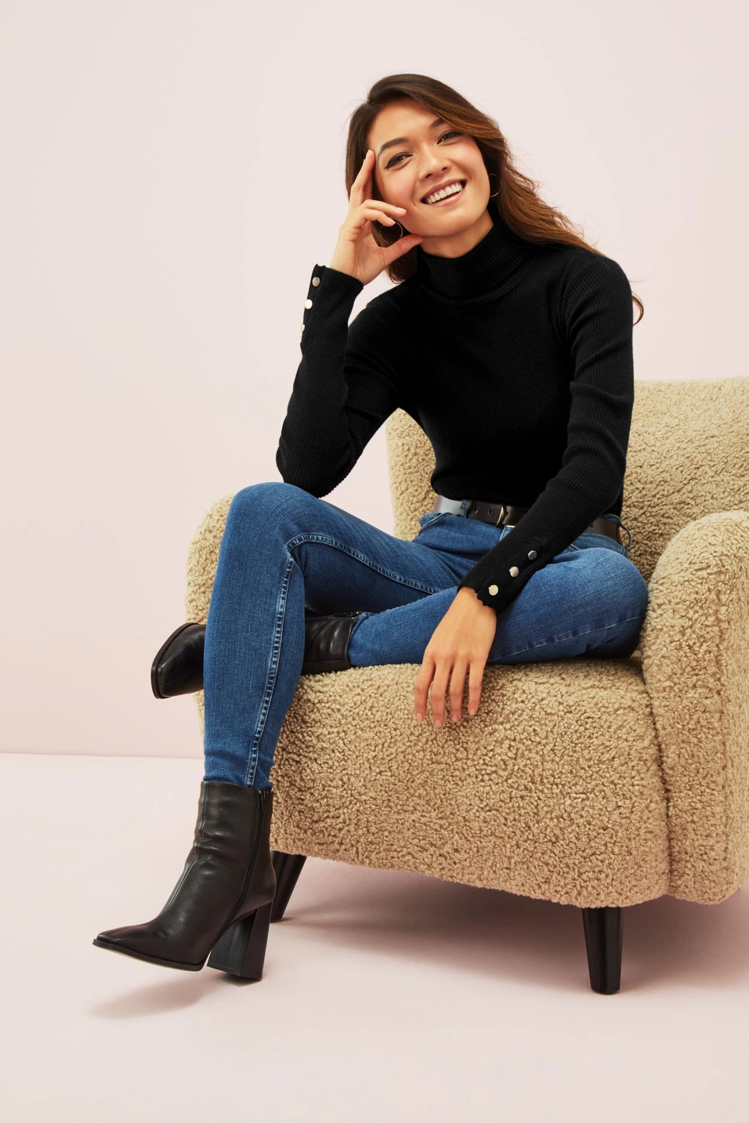 Friends Like These Button Cuff Roll Neck Jumper 3 Friends Like These Button Cuff Roll Neck Jumper - Image 3