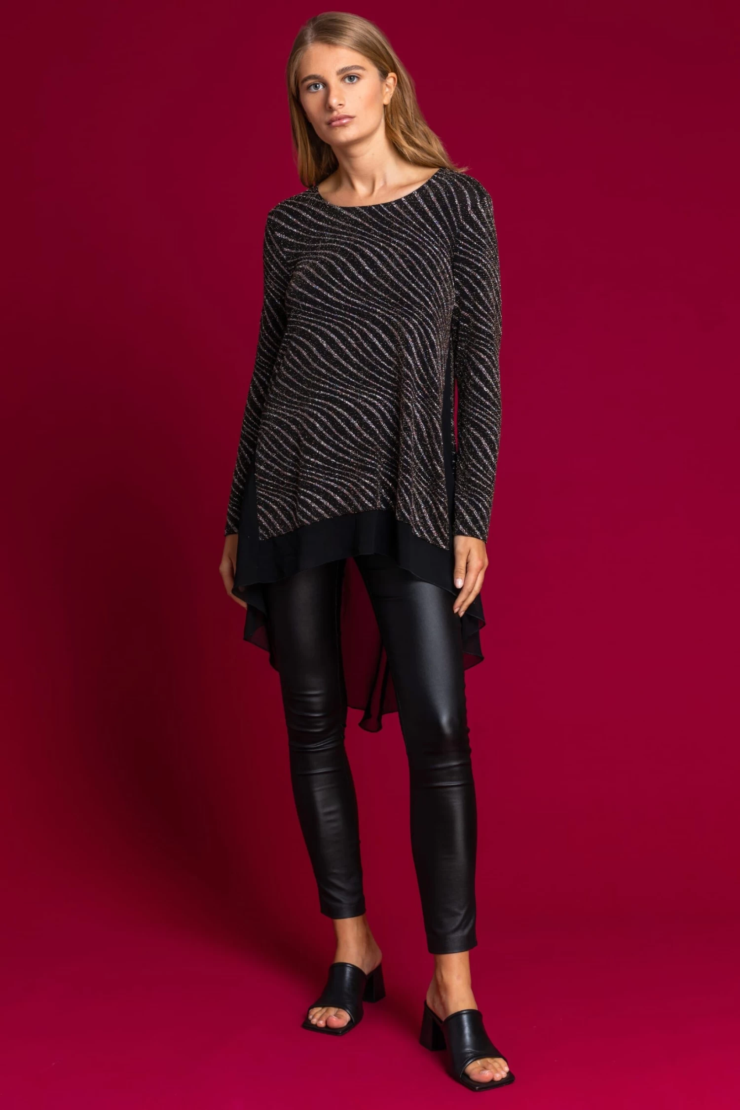 Roman Glitter Wave Dipped Hem Top 2 Roman Glitter Wave Dipped Hem Top - Image 2