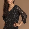 Roman Foil Star Print Chiffon Top