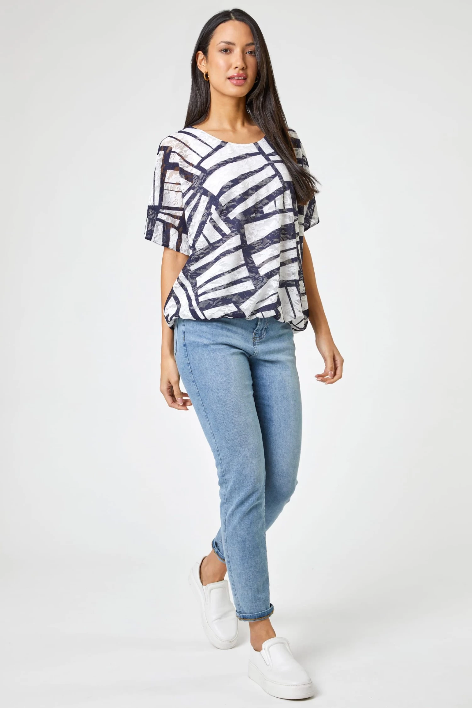 Roman Abstract Burnout Print Bubble Hem Top 2 Roman Abstract Burnout Print Bubble Hem Top - Image 2