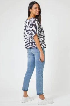 Roman Abstract Burnout Print Bubble Hem Top 6 Roman Abstract Burnout Print Bubble Hem Top -Roman Store Q22202s3 scaled