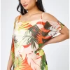 Roman Petite Tropical Cold Shoulder Overlay Top