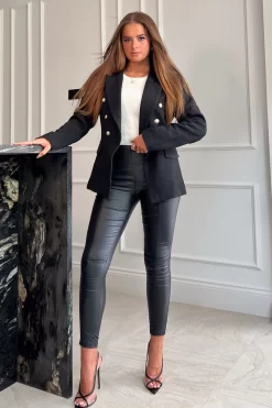 Girl In Mind Edith Boucle Military Button Blazer