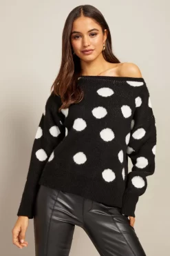 Friends Like These Knitted Slash Neck Asymmetrical Off Shoulder Jumper