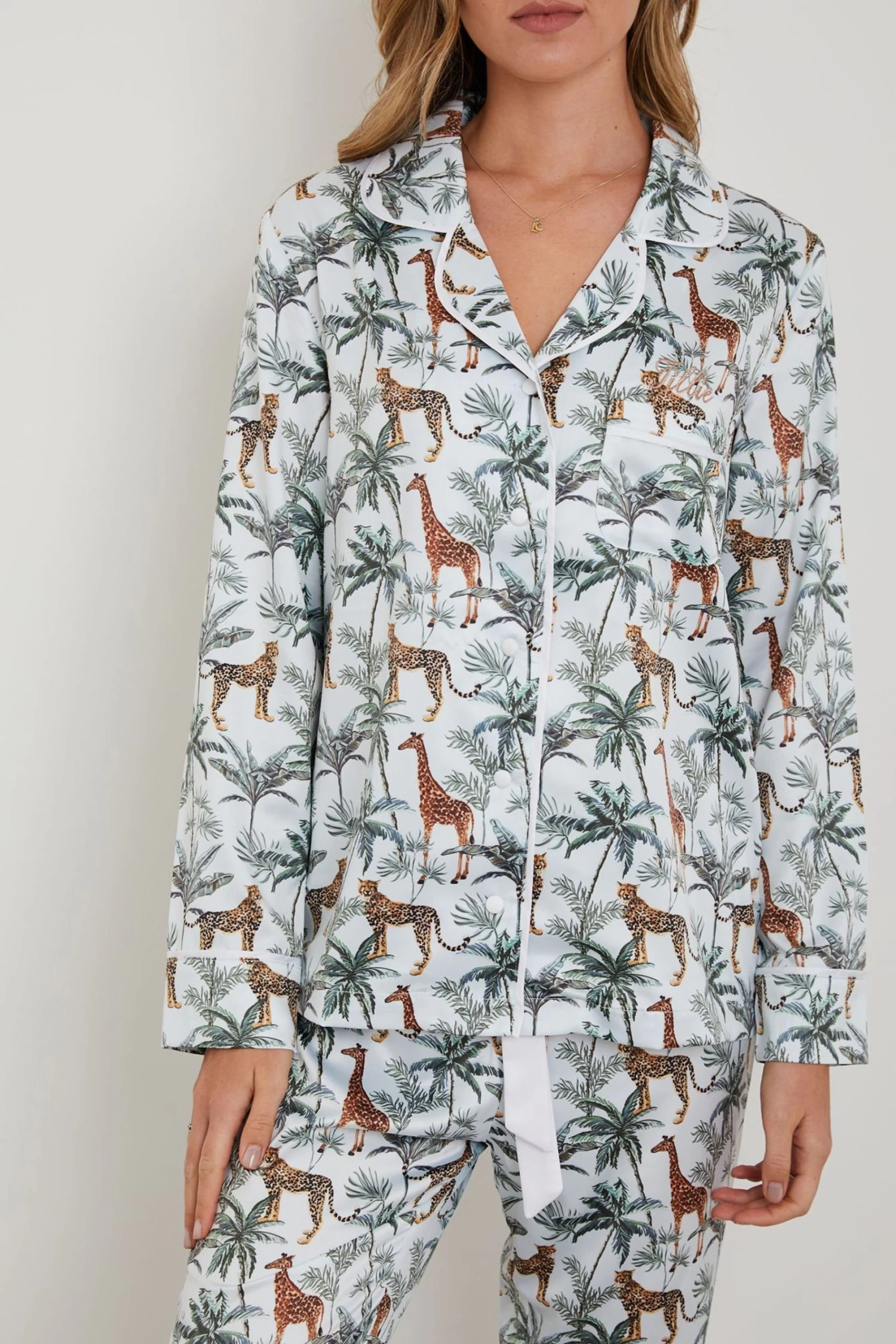 Personalised Luxe Satin Long Sleeve Pyjama Set By HA Design 3 Personalised Luxe Satin Long Sleeve Pyjama Set By HA Design - Image 3