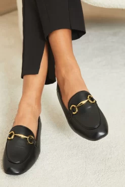 Lipsy Snaffle Trim Flat Faux Leather Loafer