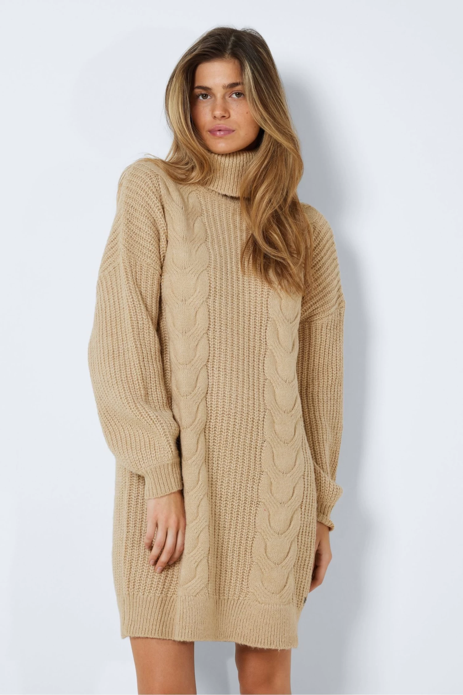 NOISY MAY Cable Knit Puff Sleeve Jumper Dress 1 NOISY MAY Cable Knit Puff Sleeve Jumper Dress