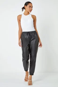 Dusk Faux Leather Cuffed Joggers