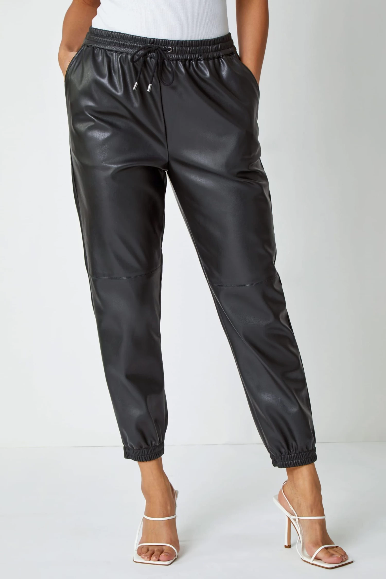 Dusk Faux Leather Cuffed Joggers 2 Dusk Faux Leather Cuffed Joggers - Image 2