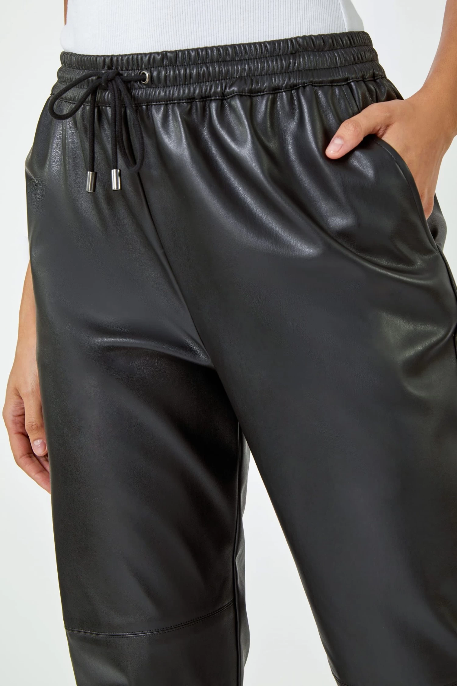 Dusk Faux Leather Cuffed Joggers 5 Dusk Faux Leather Cuffed Joggers - Image 5