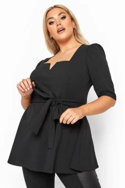 Yours Curve London Notch Neck Peplum Top