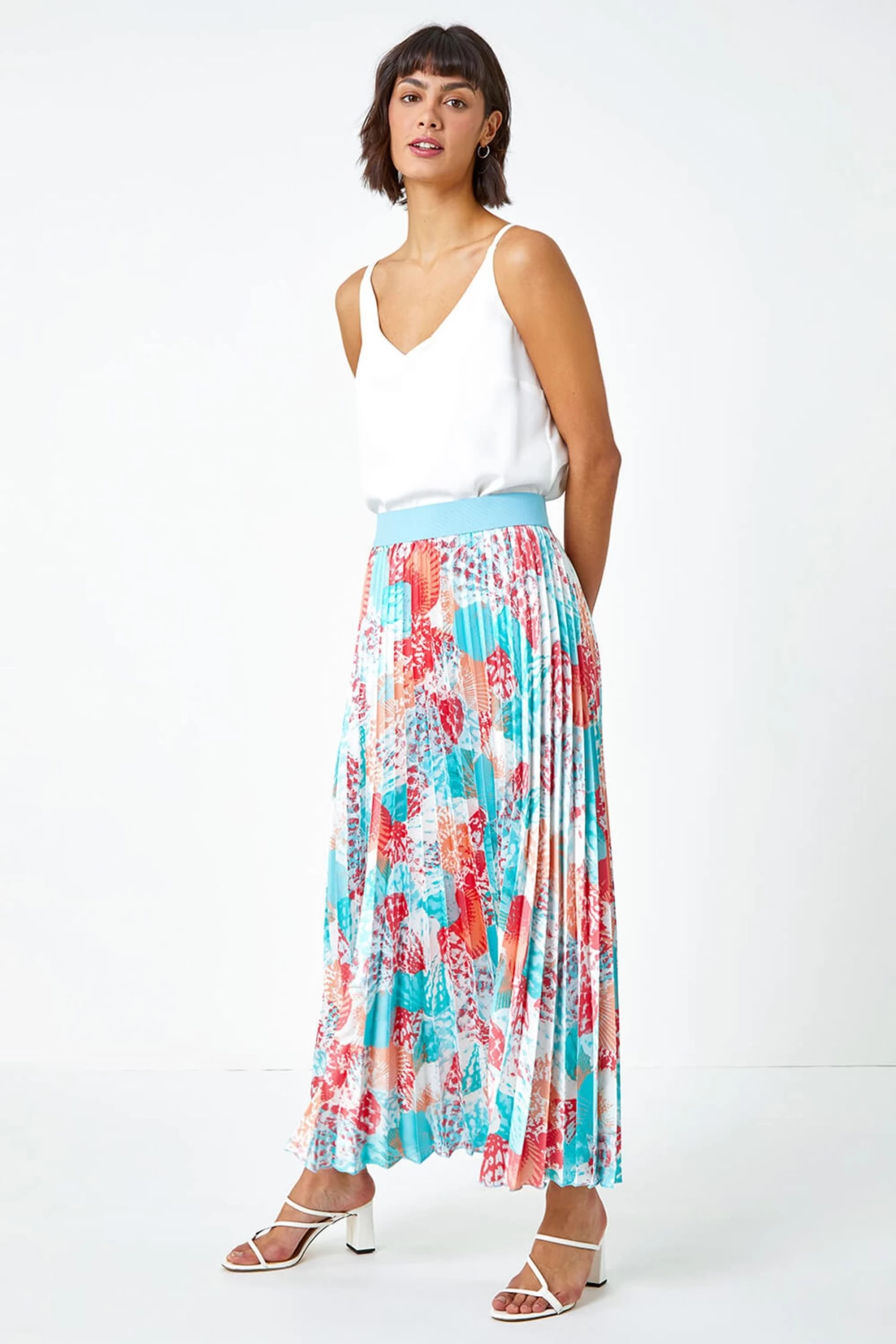 Roman Seashell Print Pleated Maxi Skirt 2 Roman Seashell Print Pleated Maxi Skirt - Image 2