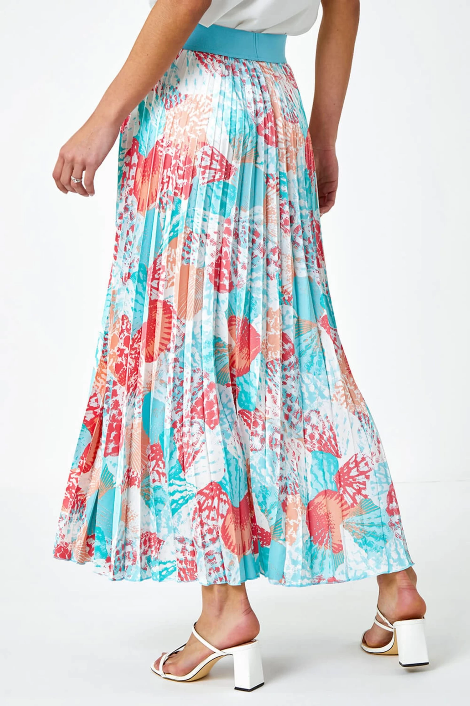 Roman Seashell Print Pleated Maxi Skirt 3 Roman Seashell Print Pleated Maxi Skirt - Image 3