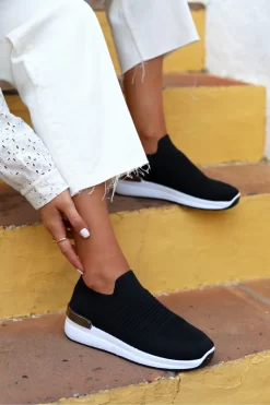 Linzi Slip On Trainer With Gun Metal Trim