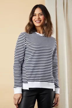 Lakeland Leather Chelsea Striped White Sweatshirt