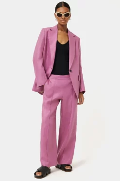 Jigsaw Pink Linen Herringbone Palazzo Trousers -Roman Store T59 843s3 scaled