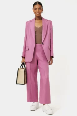 Jigsaw Pink Linen Herringbone Palazzo Trousers -Roman Store T59 843s4 scaled