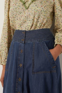 Monsoon Blue Bryton Denim A-Line Midi Skirt 6 Monsoon Blue Bryton Denim A-Line Midi Skirt -Roman Store T89053s3 scaled