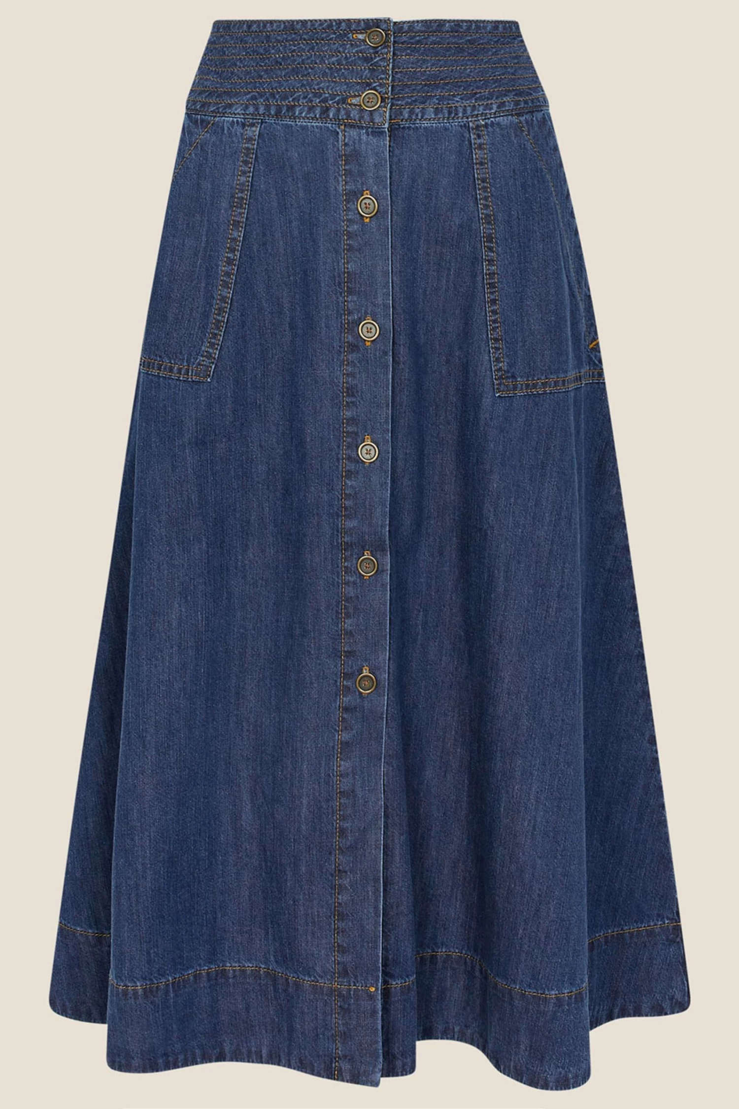 Monsoon Blue Bryton Denim A-Line Midi Skirt 4 Monsoon Blue Bryton Denim A-Line Midi Skirt - Image 4