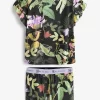 Next Black And Lilac Floral B By Ted Baker Cotton Jersey Shorts Set