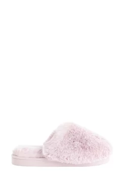 F&F Pink Fur Chunky Tripped Mules