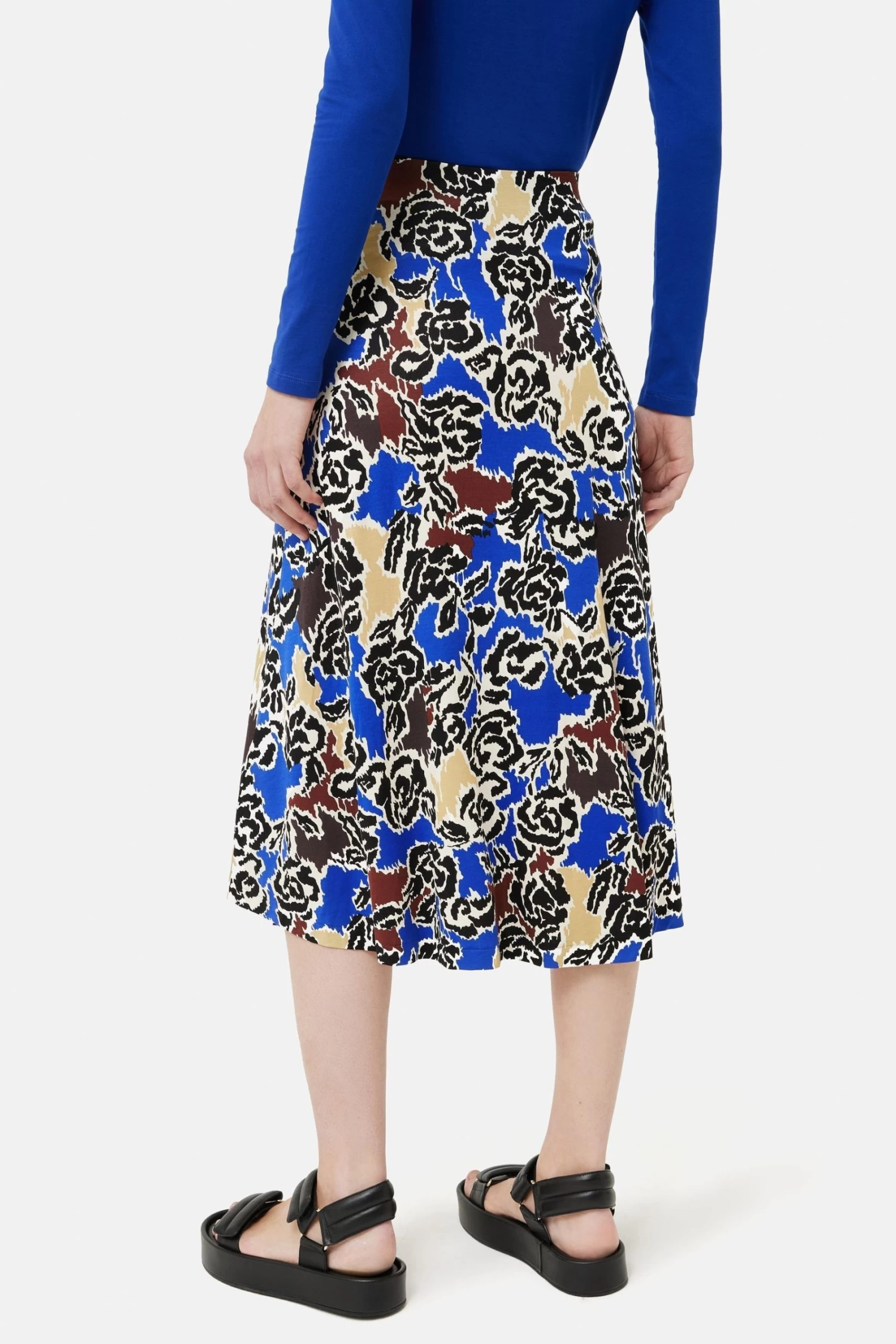 Jigsaw Blue Brushed Rose Jersey Skirt 2 Jigsaw Blue Brushed Rose Jersey Skirt - Image 2