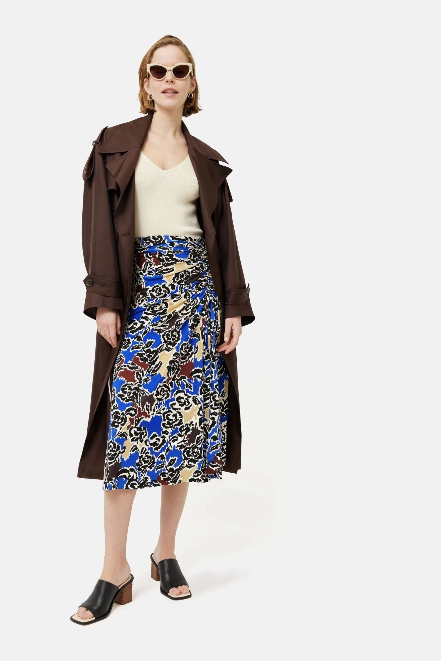 Jigsaw Blue Brushed Rose Jersey Skirt 4 Jigsaw Blue Brushed Rose Jersey Skirt - Image 4