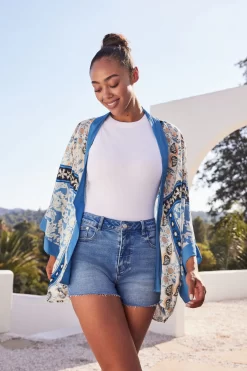 Next Navy Blue Tile Print Kimono -Roman Store U88777s3 scaled